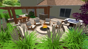 Concept of outdoor living space with firepit