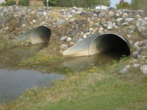 Drainage pipes underneath driveway