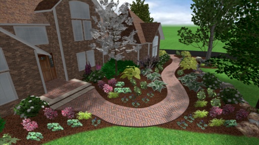 Paver Front Walkway With Gardens