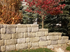 Retaining wall along gardens