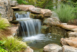 waterfall with stone work