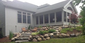 Outdoor steps and new landscape.