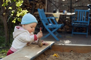 babby playing outside