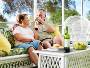 Couple enjoying outdoor patio