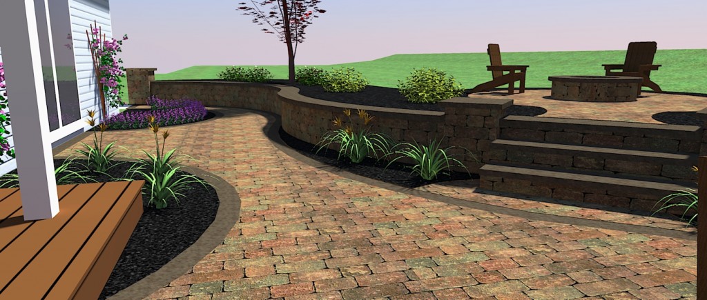 Paver Walkway Design With Retaining Wall