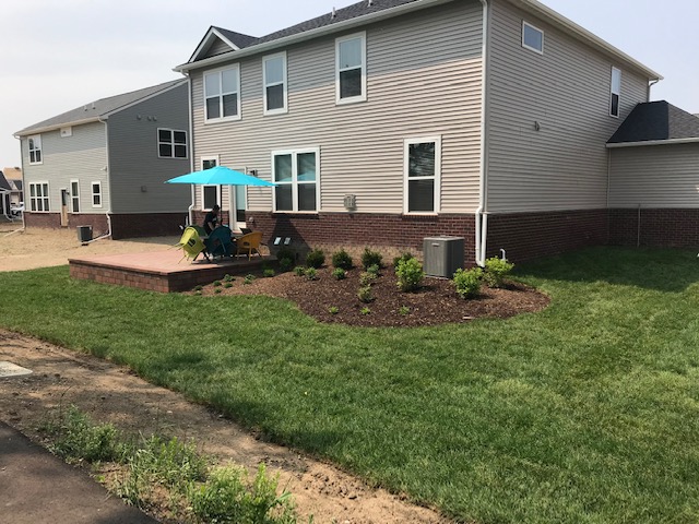 New landscape and grass in backyard.