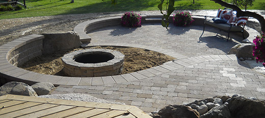 Brick Pavers With Fire Pit Area