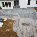 stone paver patio project in progress