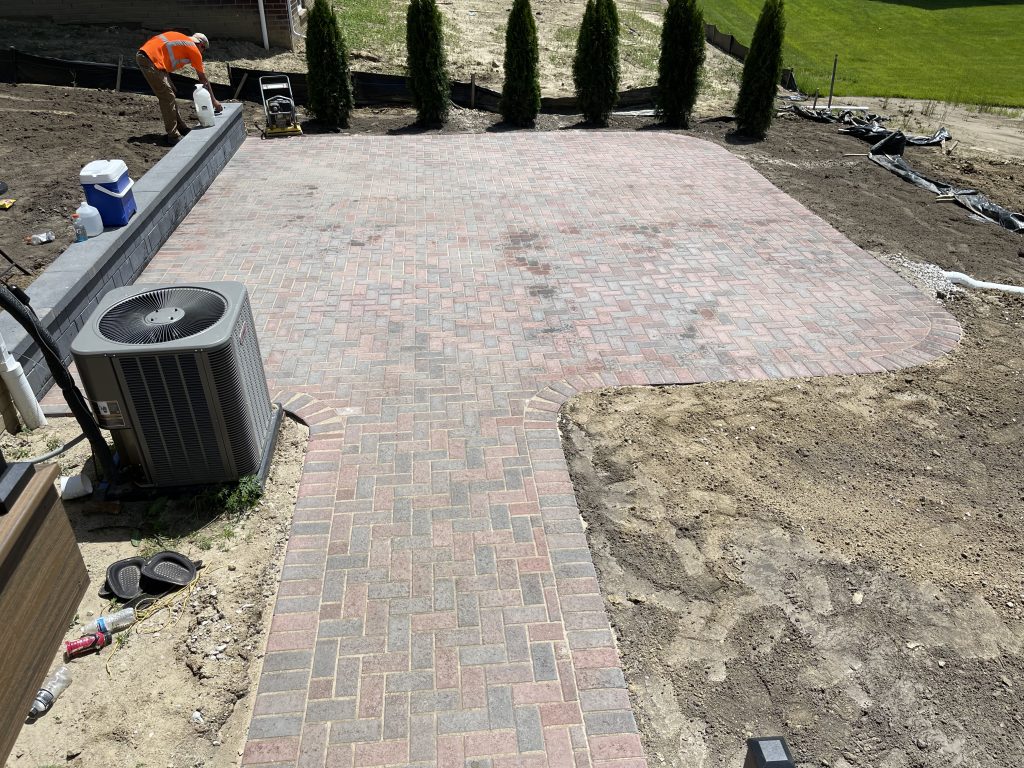 Red Brick Paver Area In A Back Yard