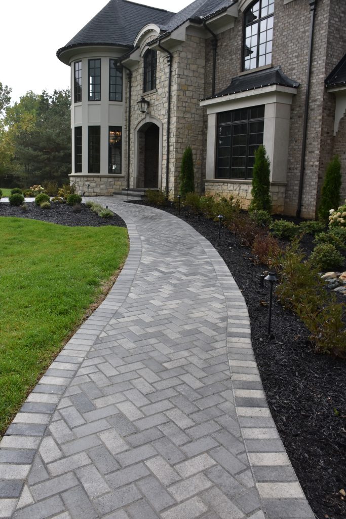 Sand and Gray colored Paver Walkway To Ann Arbor Home